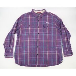 TCU Horned Frogs‎ Tommy Bahama Mens XXL Purple Plaid Flannel Shirt Size 2XL